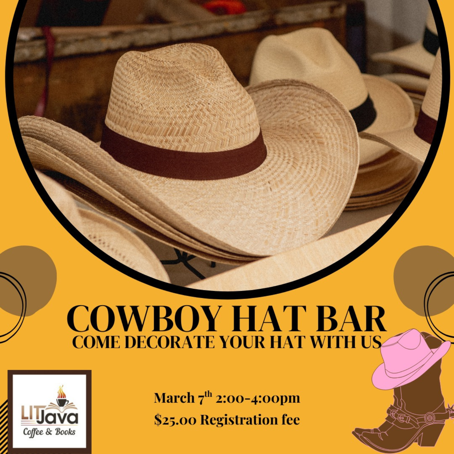 Lit Java Cowboy Hat Bar square