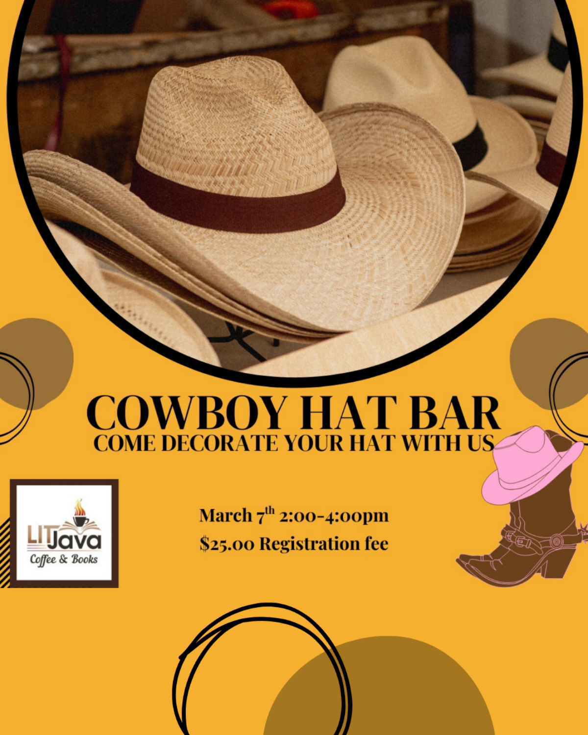 Lit Java Cowboy Hat Bar 4x5